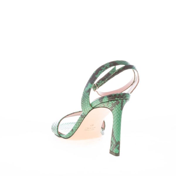 ANNA F. donna sandalo in pelle stampa rettile VERDE con cinturino alla caviglia. Tacco 10 - immagine 3