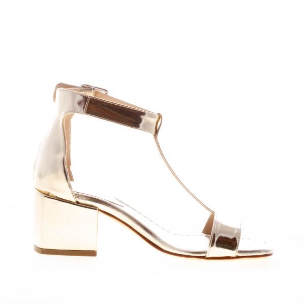ANNA F. donna sandalo T-strap in pelle metallizzata PLATINO. Tacco 5,5 cm - immagine 4