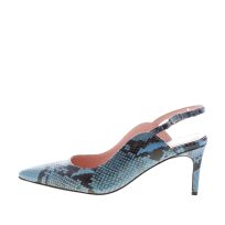 ANNA F. donna scarpa slingback a punta in pelle stampa pitone AZZURRO. Tacco 7,5 cm