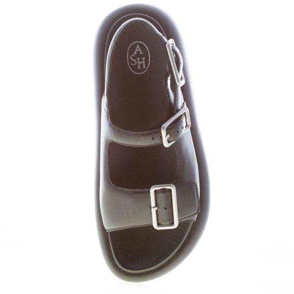 ASH donna sandalo flatform Virgy in nappa NERO con doppia fibbia. Tacco 4 cm - immagine 5