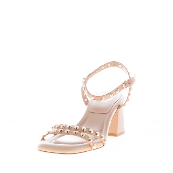 ASH donna sandalo Jody in pelle BEIGE con borchie oro. Tacco 7 cm - immagine 2