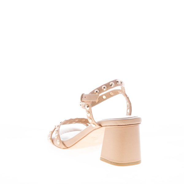 ASH donna sandalo Jody in pelle BEIGE con borchie oro. Tacco 7 cm - immagine 3