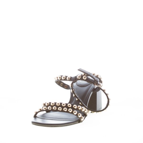ASH donna sandalo Rachel in pelle NERO con borchie oro. Tacco 7 cm - immagine 2