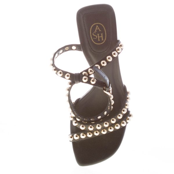 ASH donna sandalo Rachel in pelle NERO con borchie oro. Tacco 7 cm - immagine 5