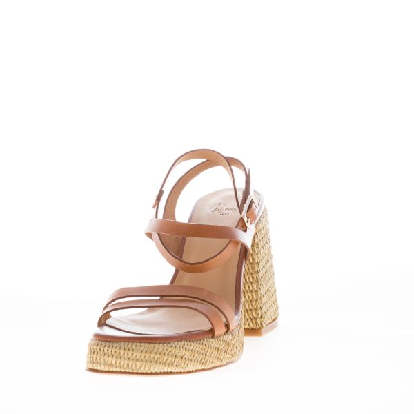 CASTANER donna sandalo Victoria in pelle CUOIO con rafia. Tacco 10 cm - immagine 2