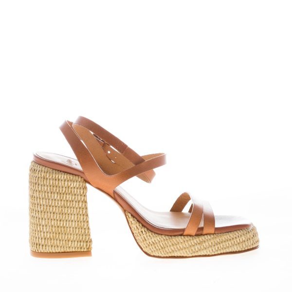 CASTANER donna sandalo Victoria in pelle CUOIO con rafia. Tacco 10 cm - immagine 4