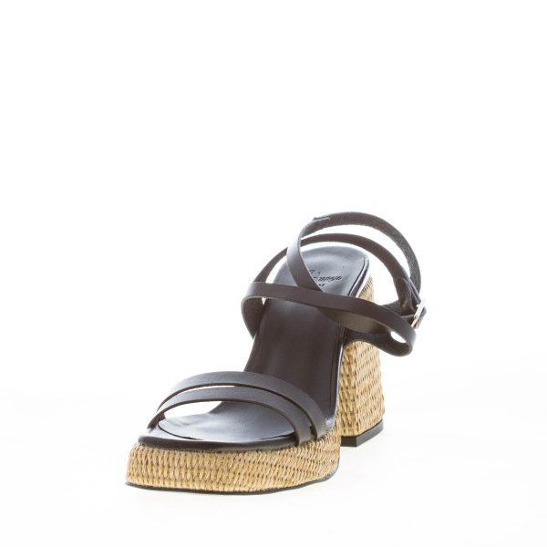 CASTANER donna sandalo Victoria in pelle NERO con rafia. Tacco 10 cm - immagine 2
