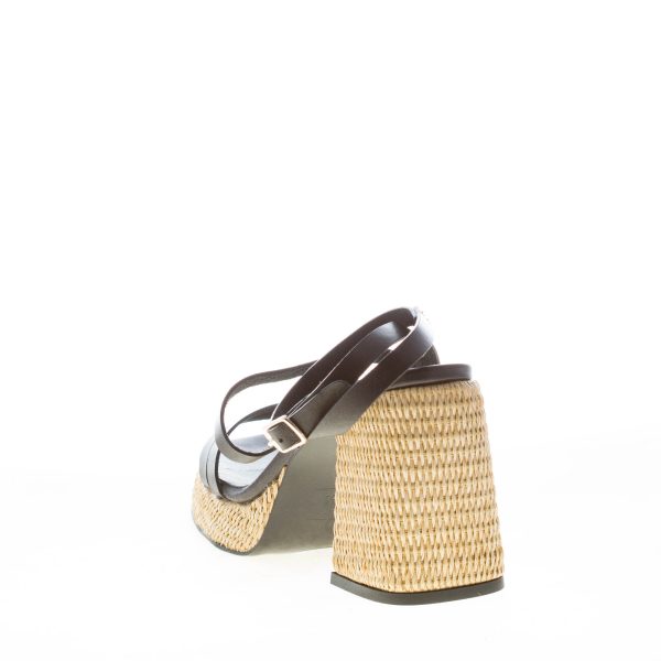 CASTANER donna sandalo Victoria in pelle NERO con rafia. Tacco 10 cm - immagine 3