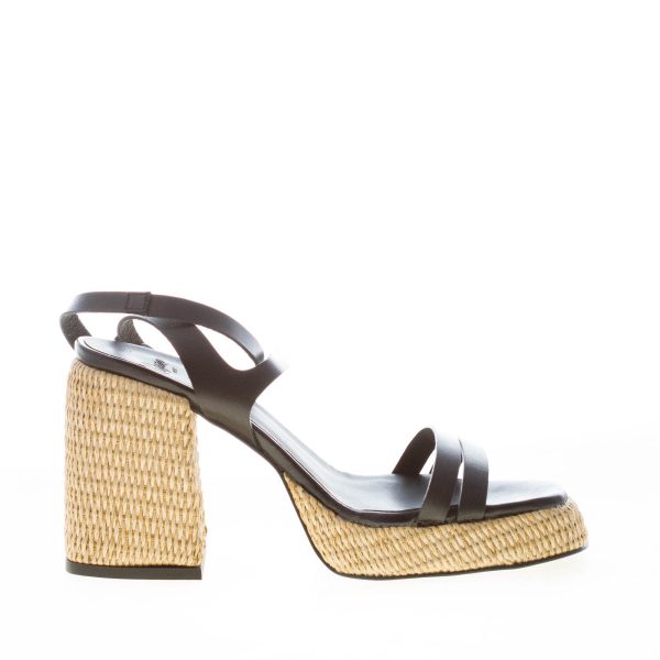 CASTANER donna sandalo Victoria in pelle NERO con rafia. Tacco 10 cm - immagine 4