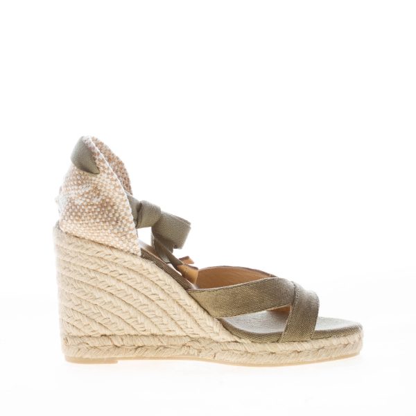 CASTANER donna sandalo zeppa Bailey in canvas OLIVA con iuta. Tacco 9 cm - immagine 4