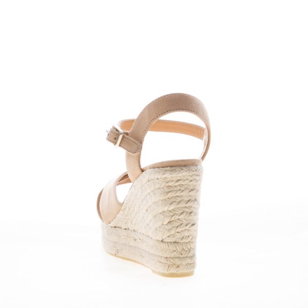 CASTANER donna sandalo zeppa Blaudell in nabuk BEIGE con iuta. Tacco 10 cm - immagine 3