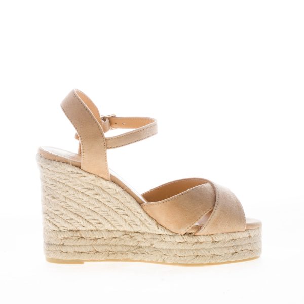 CASTANER donna sandalo zeppa Blaudell in nabuk BEIGE con iuta. Tacco 10 cm - immagine 4