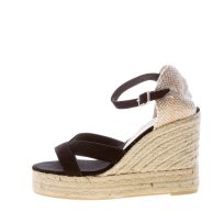 CASTANER donna sandalo zeppa Bruna in canvas NERO con iuta. Tacco 10 cm
