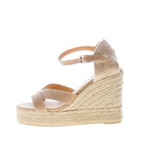 CASTANER donna sandalo zeppa Bruna in canvas SABBIA con iuta. Tacco 10 cm