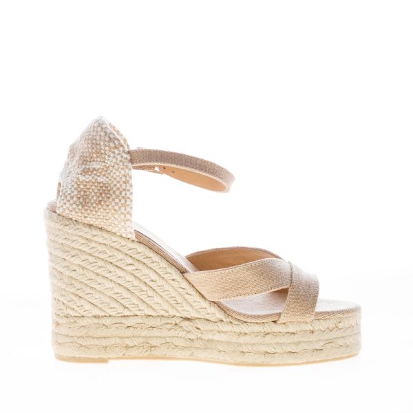 CASTANER donna sandalo zeppa Bruna in canvas SABBIA con iuta. Tacco 10 cm - immagine 4