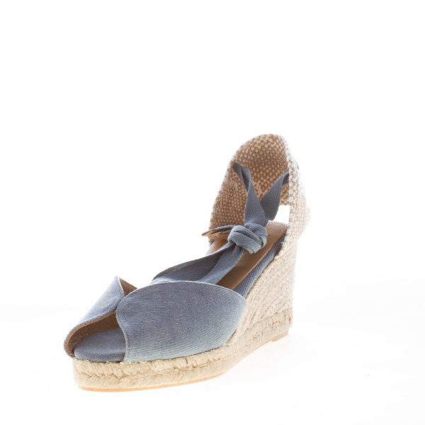 CASTANER donna scarpa espadrillas Bilina in cotone biologico CELESTE con zeppa iuta. Tacco 7 cm - immagine 2
