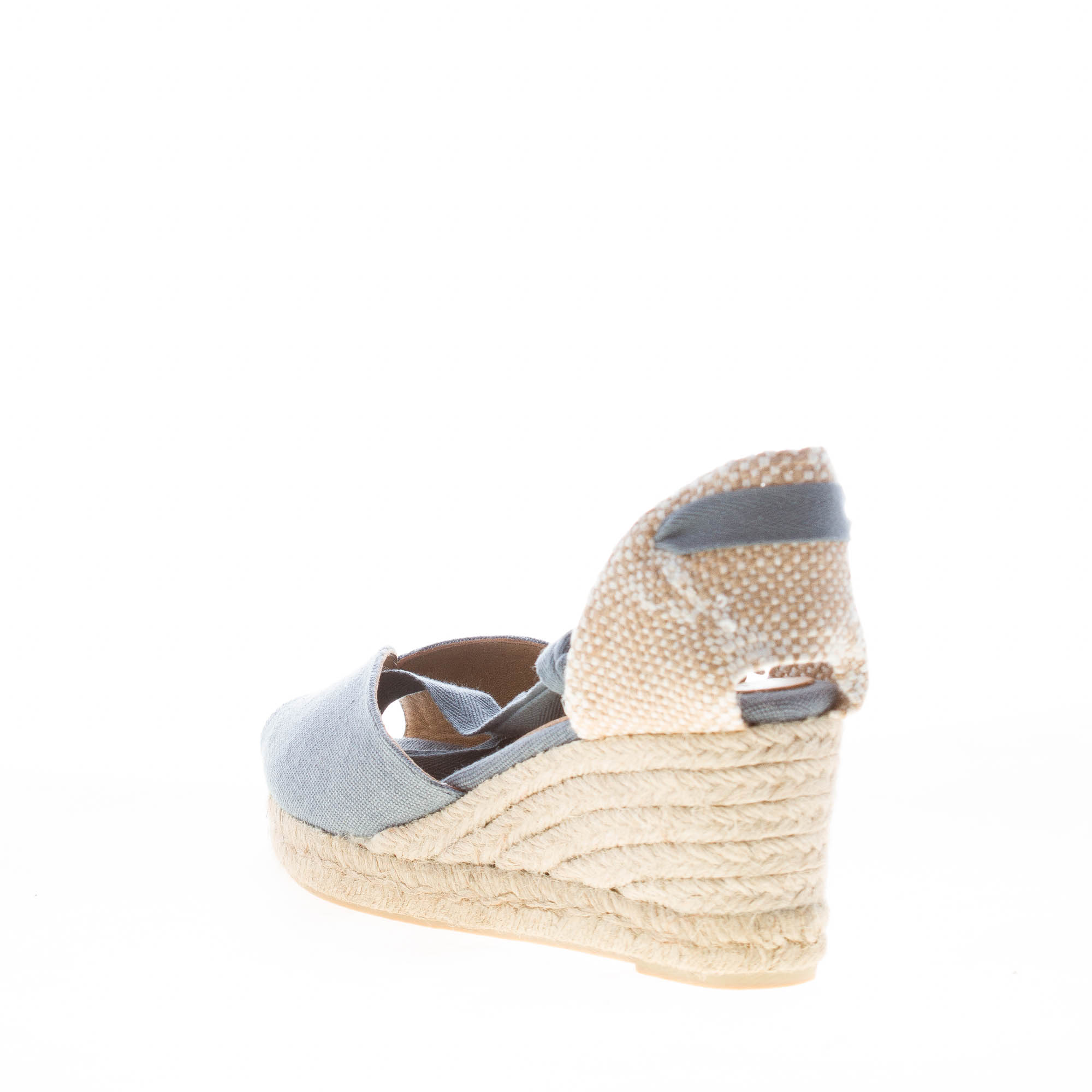 CASTANER donna scarpa espadrillas Bilina in cotone biologico CELESTE con zeppa iuta. Tacco 7 cm - immagine 3
