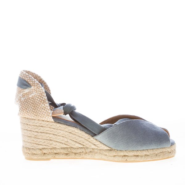 CASTANER donna scarpa espadrillas Bilina in cotone biologico CELESTE con zeppa iuta. Tacco 7 cm - immagine 4