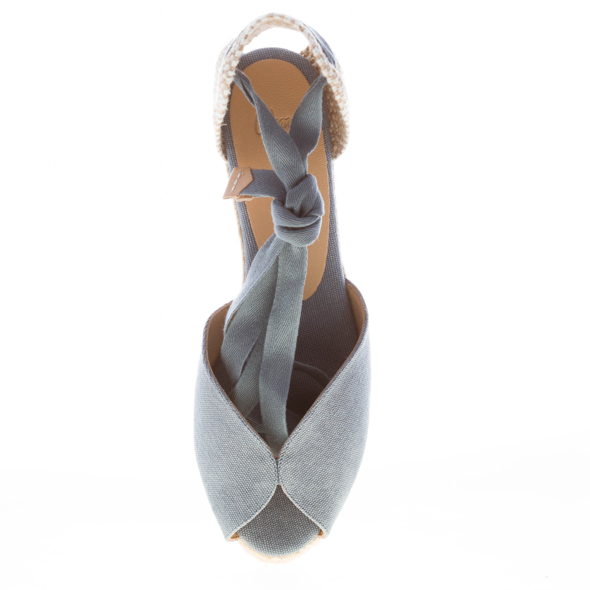 CASTANER donna scarpa espadrillas Bilina in cotone biologico CELESTE con zeppa iuta. Tacco 7 cm - immagine 5