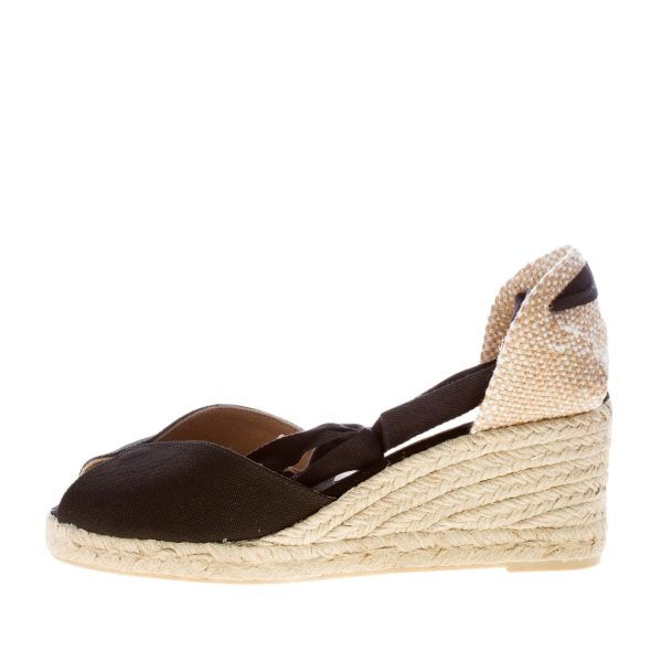 CASTANER donna scarpa espadrillas Bilina in cotone biologico NERO con zeppa iuta. Tacco 7 cm