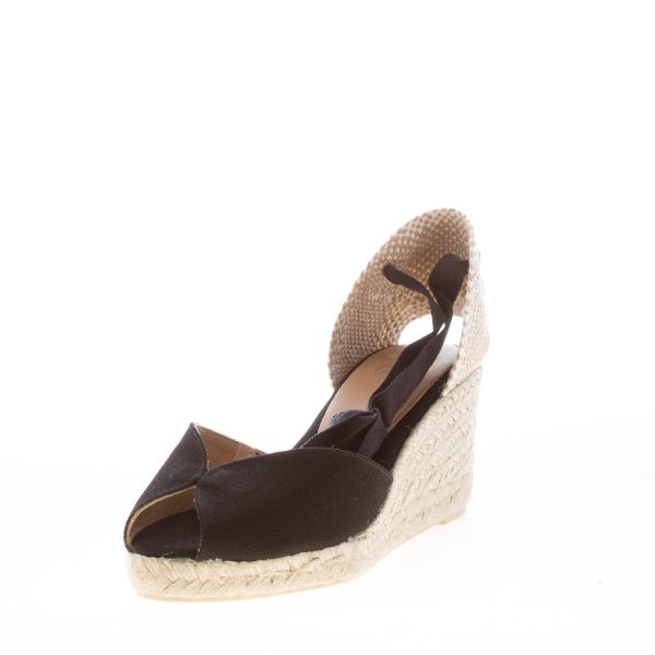 CASTANER donna scarpa espadrillas Bilina in cotone biologico NERO con zeppa iuta. Tacco 7 cm - immagine 2