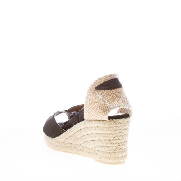 CASTANER donna scarpa espadrillas Bilina in cotone biologico NERO con zeppa iuta. Tacco 7 cm - immagine 3