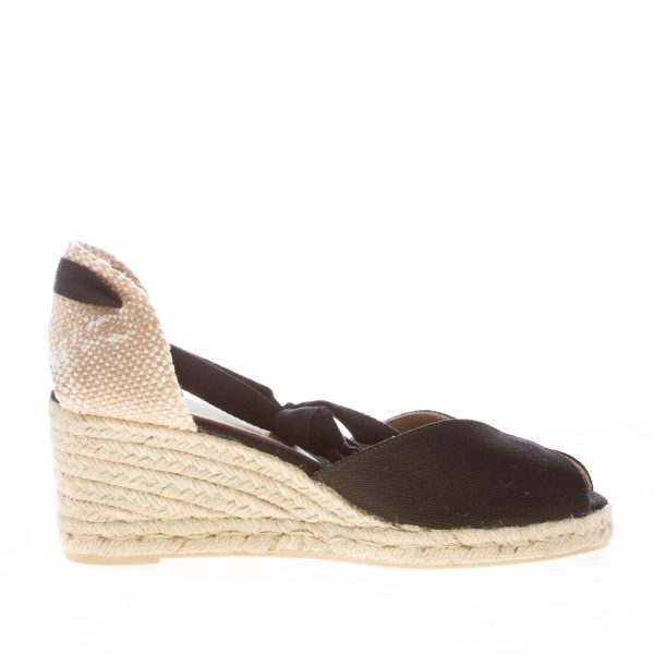 CASTANER donna scarpa espadrillas Bilina in cotone biologico NERO con zeppa iuta. Tacco 7 cm - immagine 4