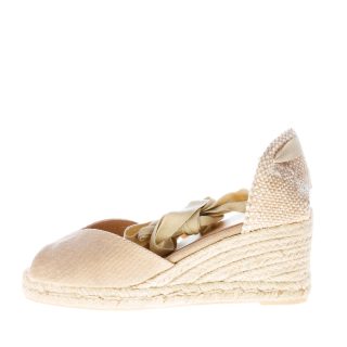 CASTANER donna scarpa espadrillas Bilina in cotone biologico SABBIA con zeppa iuta. Tacco 7 cm