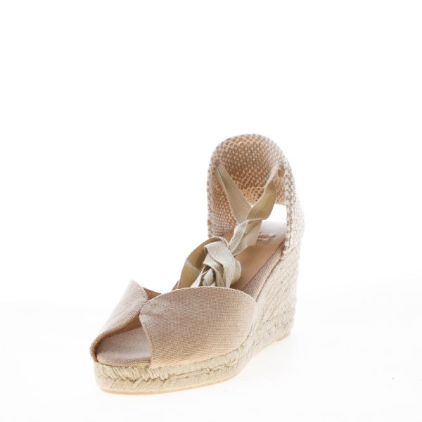 CASTANER donna scarpa espadrillas Bilina in cotone biologico SABBIA con zeppa iuta. Tacco 7 cm - immagine 2