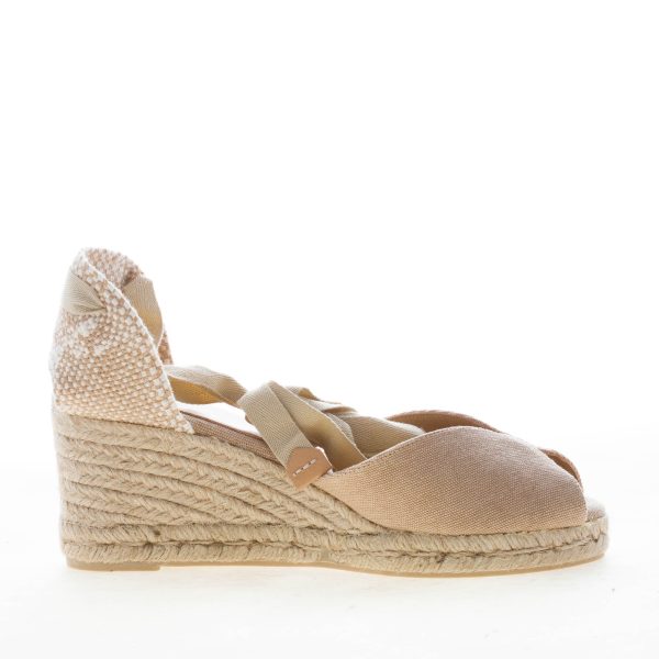 CASTANER donna scarpa espadrillas Bilina in cotone biologico SABBIA con zeppa iuta. Tacco 7 cm - immagine 4