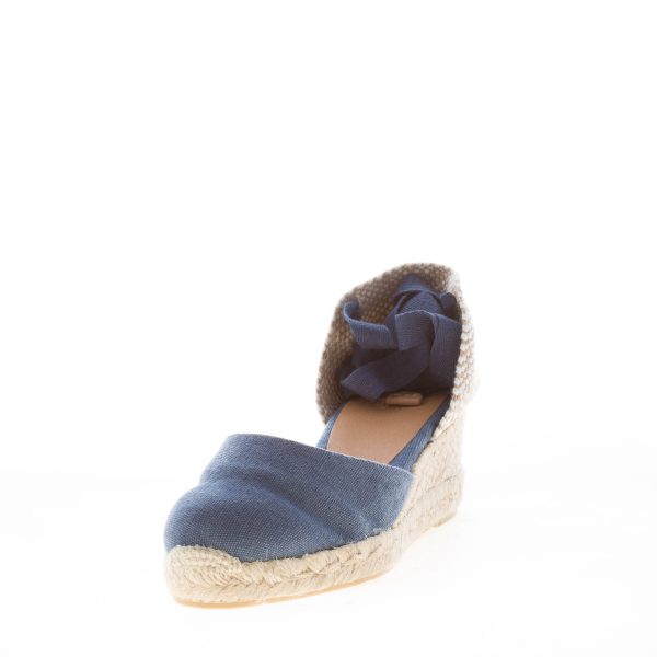 CASTANER donna scarpa espadrillas Carina 3 in cotone biologico DENIM con zeppa iuta. Tacco 5 cm - immagine 2