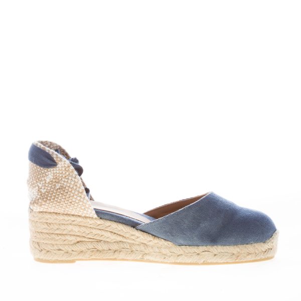 CASTANER donna scarpa espadrillas Carina 3 in cotone biologico DENIM con zeppa iuta. Tacco 5 cm - immagine 4