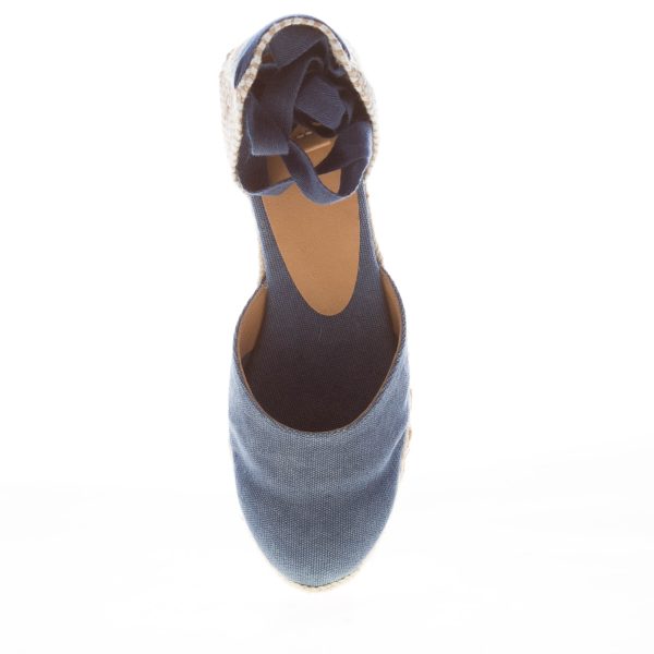 CASTANER donna scarpa espadrillas Carina 3 in cotone biologico DENIM con zeppa iuta. Tacco 5 cm - immagine 5