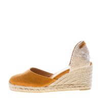 CASTANER donna scarpa espadrillas Carina 6 in cotone biologico AMBRA con zeppa iuta. Tacco 7 cm