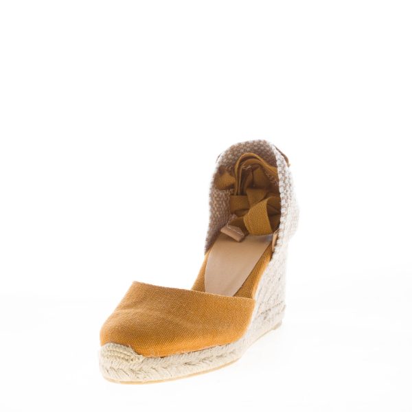 CASTANER donna scarpa espadrillas Carina 6 in cotone biologico AMBRA con zeppa iuta. Tacco 7 cm - immagine 2