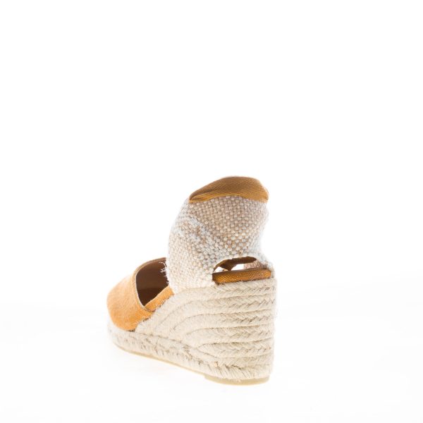 CASTANER donna scarpa espadrillas Carina 6 in cotone biologico AMBRA con zeppa iuta. Tacco 7 cm - immagine 3