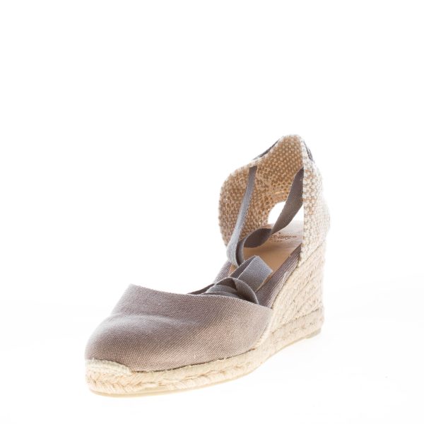 CASTANER donna scarpa espadrillas Carina 6 in cotone biologico PIOMBO con zeppa iuta. Tacco 7 cm - immagine 2