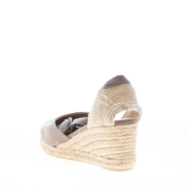 CASTANER donna scarpa espadrillas Carina 6 in cotone biologico PIOMBO con zeppa iuta. Tacco 7 cm - immagine 3