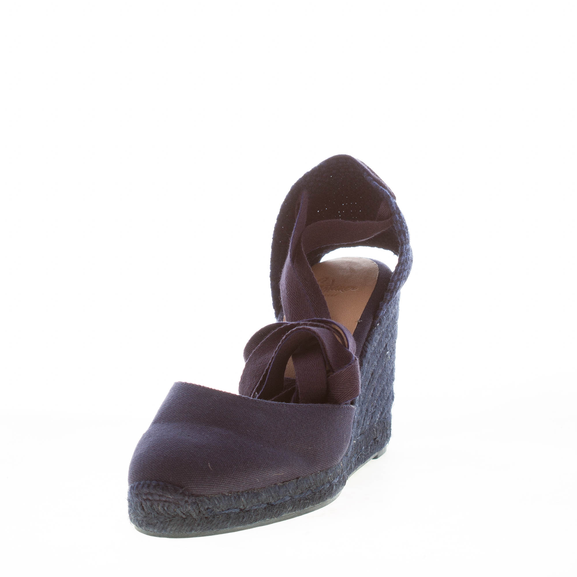 CASTANER donna scarpa espadrillas Carina in cotone biologico BLU con zeppa iuta. Tacco 9 cm - immagine 2