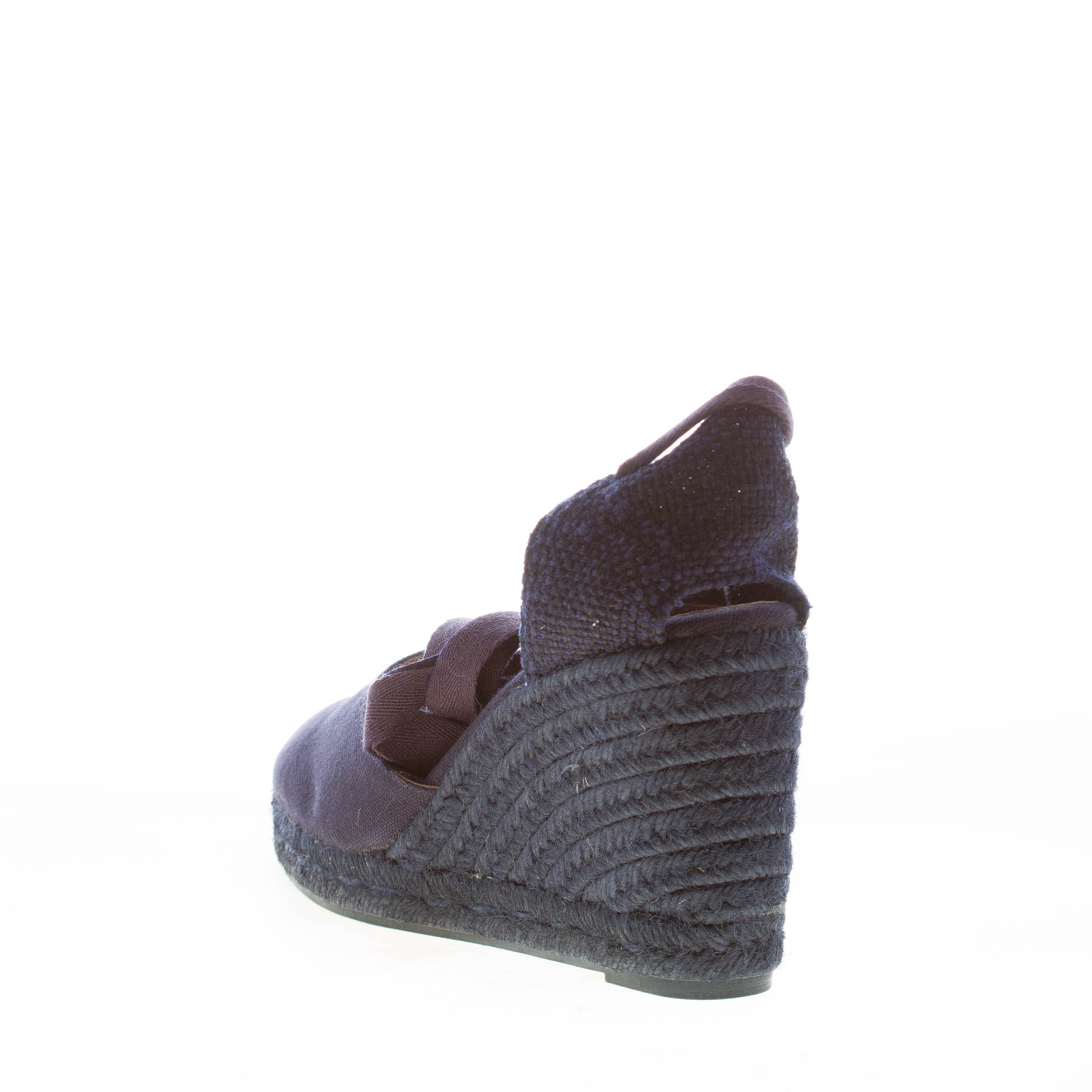 CASTANER donna scarpa espadrillas Carina in cotone biologico BLU con zeppa iuta. Tacco 9 cm - immagine 3