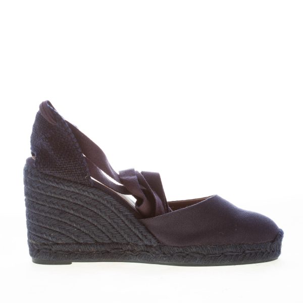 CASTANER donna scarpa espadrillas Carina in cotone biologico BLU con zeppa iuta. Tacco 9 cm - immagine 4