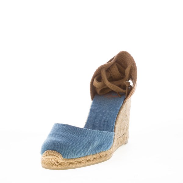 CASTANER donna scarpa espadrillas Carina in cotone biologico DENIM con zeppa iuta. Tacco 9 cm - immagine 2