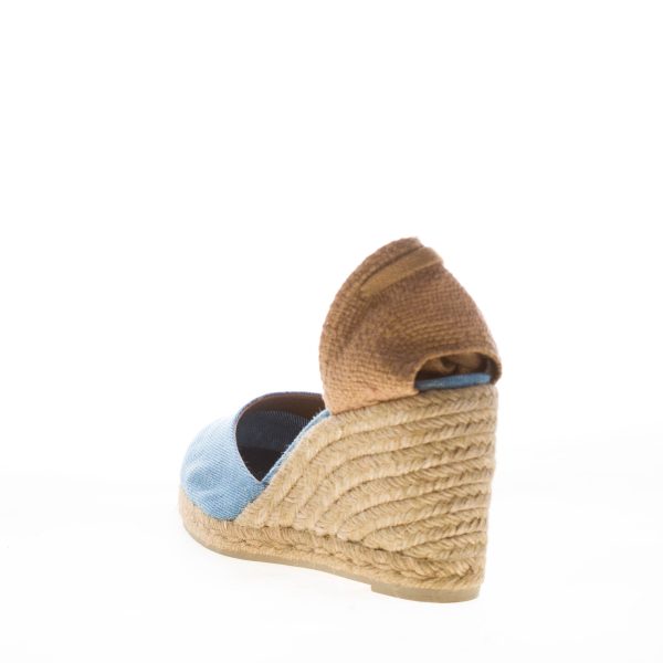 CASTANER donna scarpa espadrillas Carina in cotone biologico DENIM con zeppa iuta. Tacco 9 cm - immagine 3