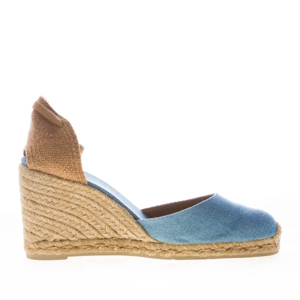 CASTANER donna scarpa espadrillas Carina in cotone biologico DENIM con zeppa iuta. Tacco 9 cm - immagine 4