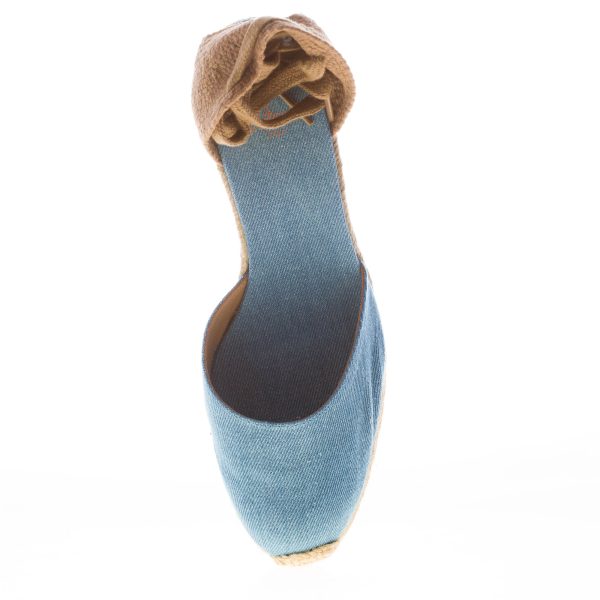 CASTANER donna scarpa espadrillas Carina in cotone biologico DENIM con zeppa iuta. Tacco 9 cm - immagine 5