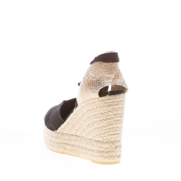 CASTANER donna scarpa espadrillas Chiara in tessuto organico NERO con zeppa iuta. Tacco 10 cm - immagine 3