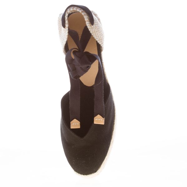 CASTANER donna scarpa espadrillas Chiara in tessuto organico NERO con zeppa iuta. Tacco 10 cm - immagine 5