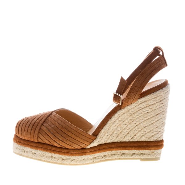 CASTANER donna scarpa espadrillas Colina 186 in camoscio MARRONE con zeppa iuta. Tacco 12 cm