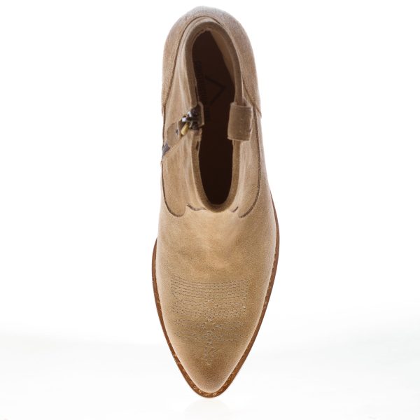 CONSTRUCTION ZONE donna stivaletto Texano in camoscio anticato BEIGE con zip. Tacco 4 cm - immagine 5