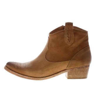 CONSTRUCTION ZONE donna stivaletto Texano in camoscio anticato SABBIA con zip. Tacco 4 cm